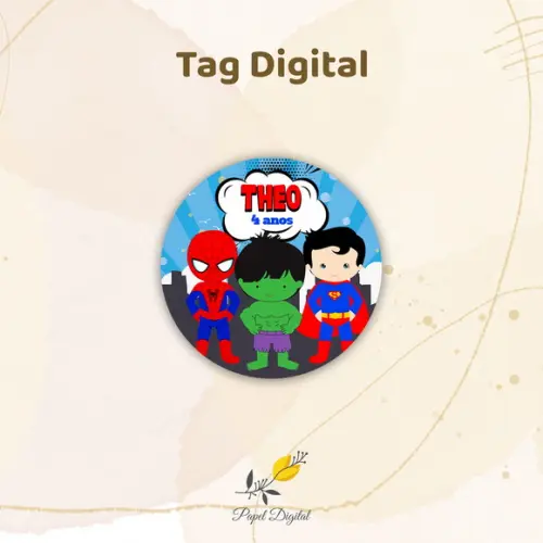 Tag Digital Super Heróis Modelo 2