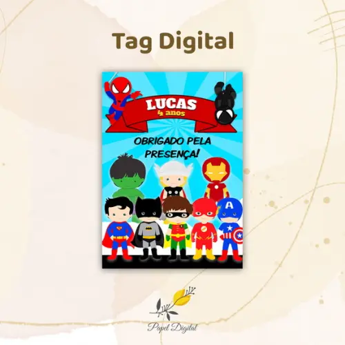 Tag Digital Super Heróis Modelo 1