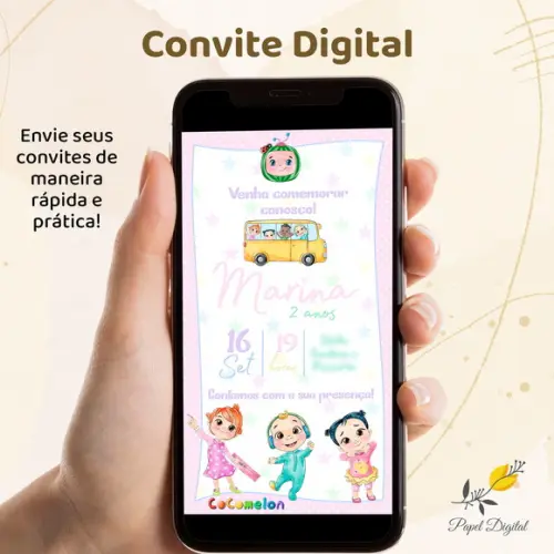 Convite Digital Cocomelon Candy Color