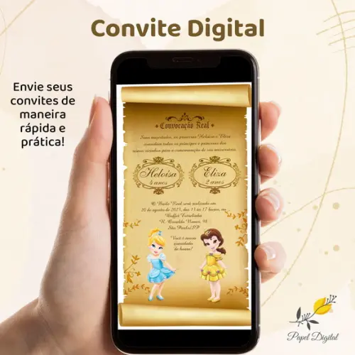 Convite Digital Princesas Modelo 4