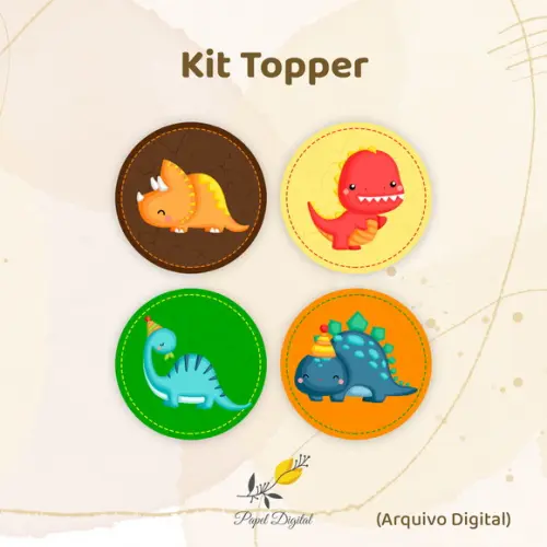 Kit 4 Tags Digitais Dinossauro