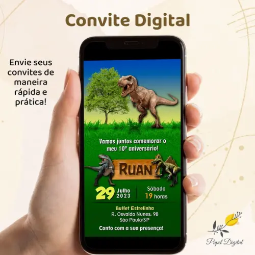 Convite Digital Dinossauro Modelo 8