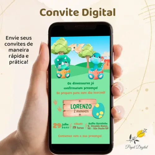Convite Digital Dinossauro Modelo 7