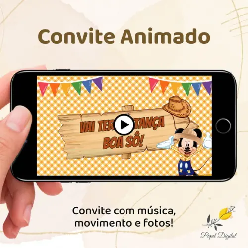 Convite Animado (vídeo) Arraiá do Mickey