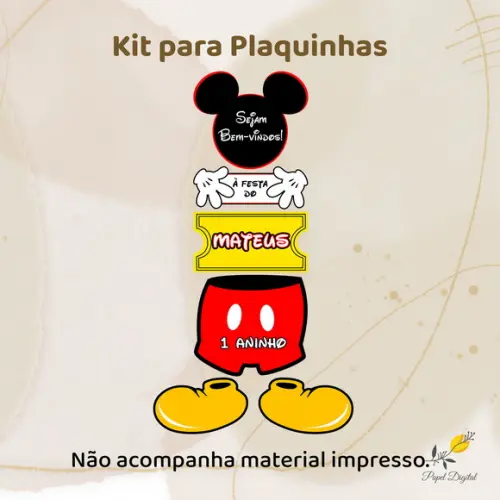 Kit Digital para Plaquinhas Mickey