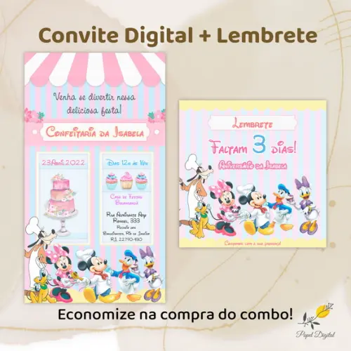 Convite + Lembrete Digital Minnie Modelo 3