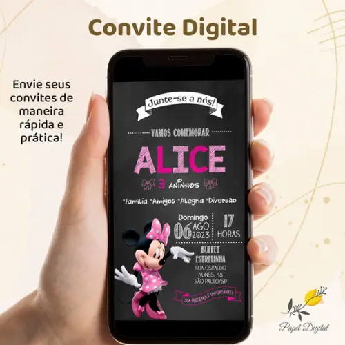 Convite Digital Minnie Modelo 16