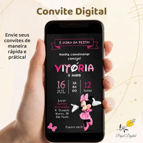 Convite Digital Minnie Modelo 11
