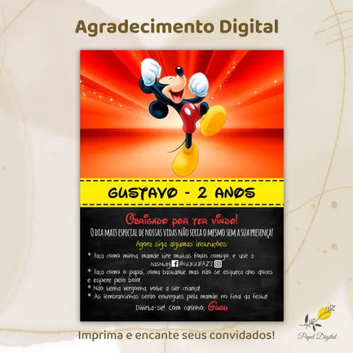 Agradecimento Digital Mickey Modelo 1