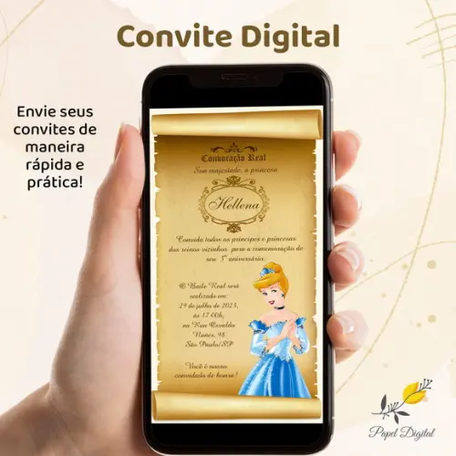 Convite Digital Cinderela Modelo 2