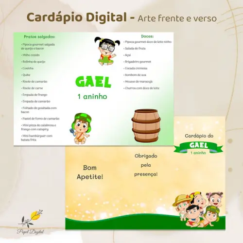 Cardápio Digital Festa Infantil Chaves
