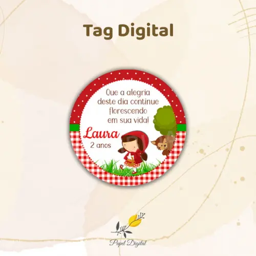 Tag Digital Chapeuzinho Vermelho Modelo 2
