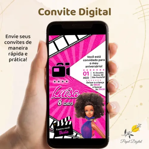 Convite Digital Barbie Modelo 5