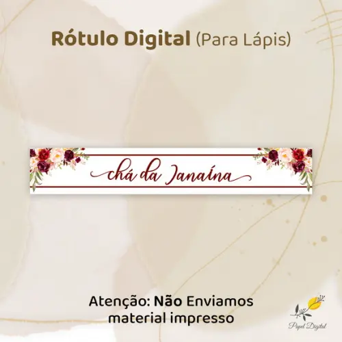 Rótulo para Lápis Chá de Cozinha(arquivo Digital)