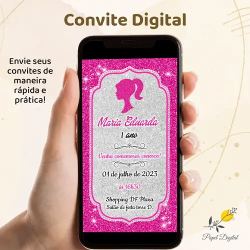 Convite Digital Barbie Modelo 4