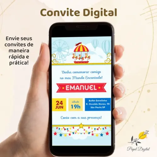 Convite Digital Carrossel Encantado