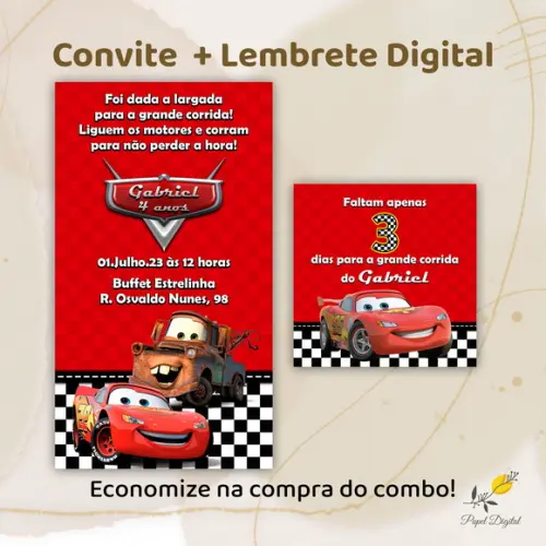Convite + Lembrete Carros