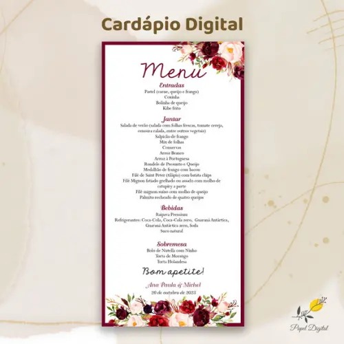 Cardápio Digital Festa de Casamento Modelo 4