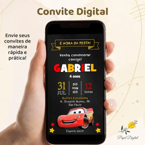 Convite Digital Carros Modelo 6