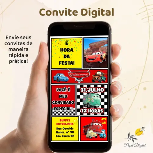 Convite Digital Carros Modelo 8