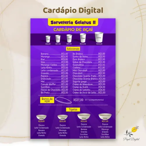 Cardápio Digital Modelo 38