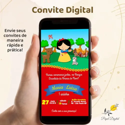 Convite Digital Branca de Neve Modelo 7