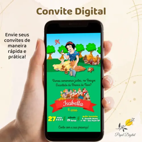 Convite Digital Branca de Neve Modelo 8