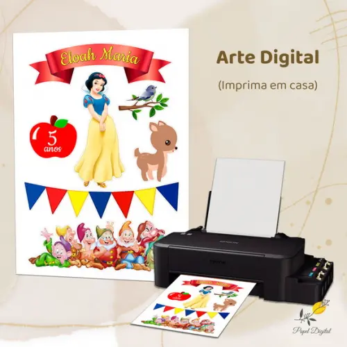 Topo de Bolo Branca de Neve (arte Digital)