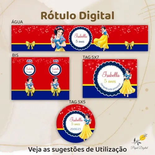 Kit Digital Rótulos Branca de Neve