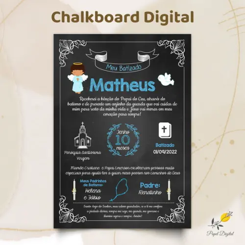 Chalkboard Digital Batizado Modelo 7