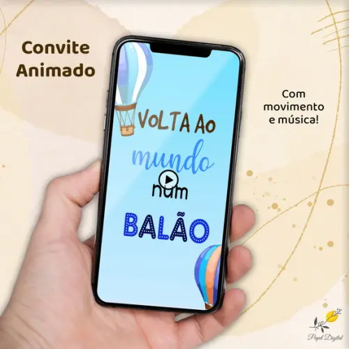 Convite Animado (vídeo) Balões Modelo 3
