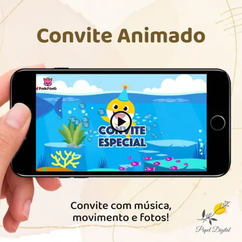 Convite Animado (vídeo) Baby Shark Modelo 2