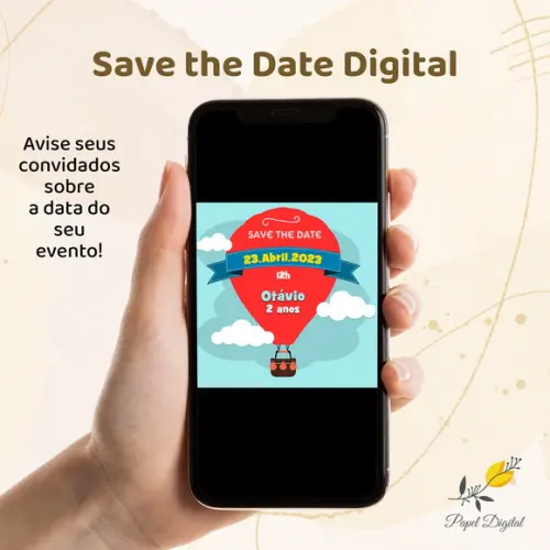 Save The Date Digital Balão Modelo 2