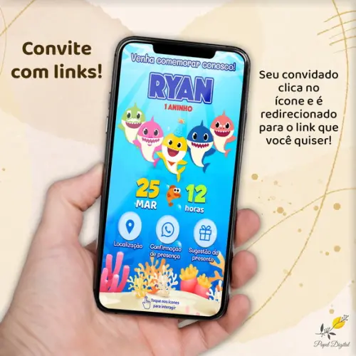 Convite Interativo Baby Shark