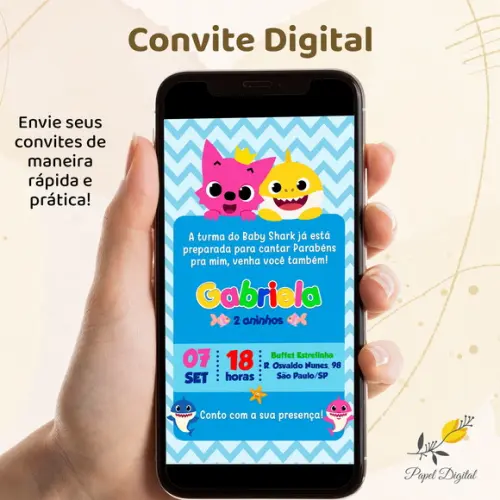 Convite Digital Baby Shark Modelo 3