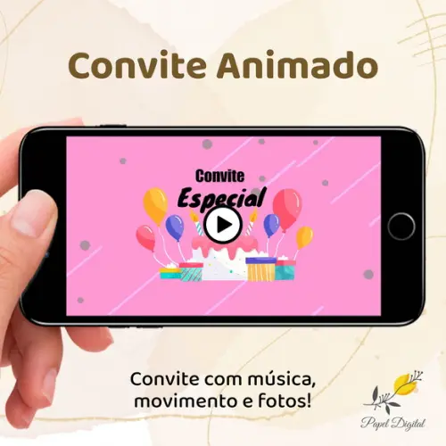 Convite Animado (vídeo) Tema Neutro Modelo 2