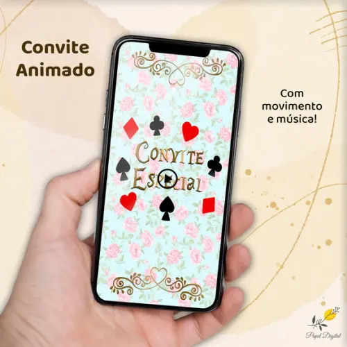 Convite Animado (vídeo) Alice no País das Maravilhas