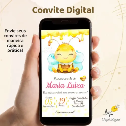 Convite Digital Abelhinha Modelo 2