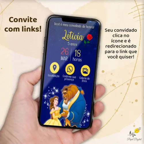 Convite Interativo Bela e a Fera