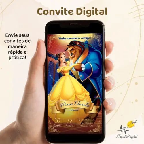 Convite Digital Bela e a Fera Modelo 10