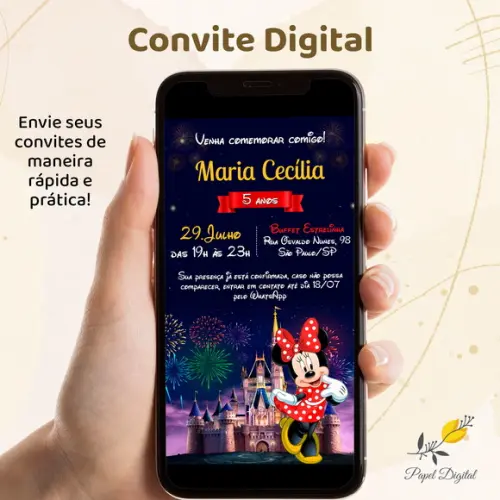Convite Digital Minnie Modelo 10