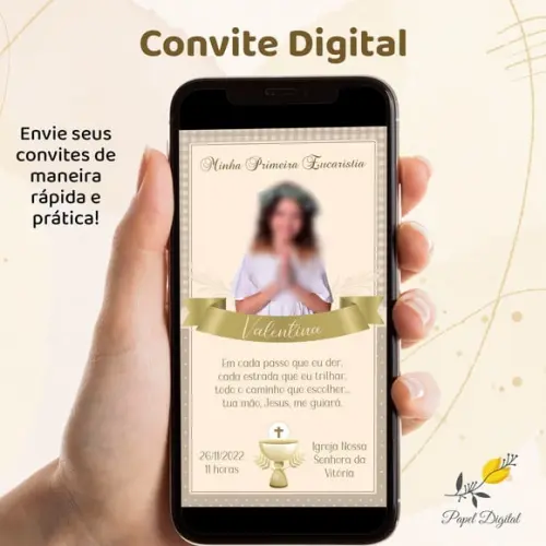 Convite Digital Primeira Comunhão Modelo 3
