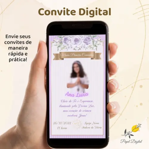Convite Digital Primeira Comunhão Modelo 1