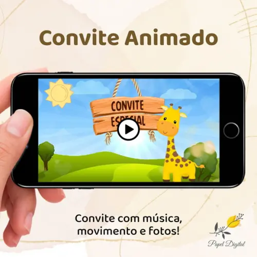Convite Animado (vídeo) Safari Modelo 1