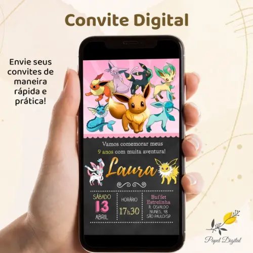 Convite Digital Pokemon Modelo 6
