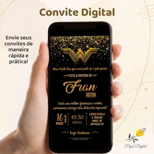 Convite Digital Mulher Maravilha Modelo 6