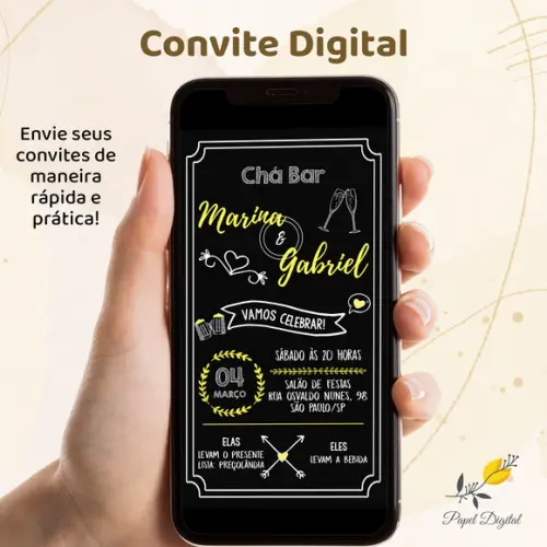 Convite Digital Chá Bar Modelo 5