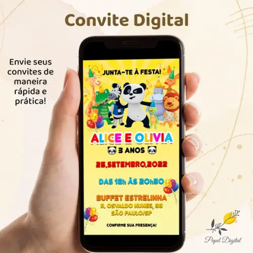 Convite Digital Panda e os Amigos