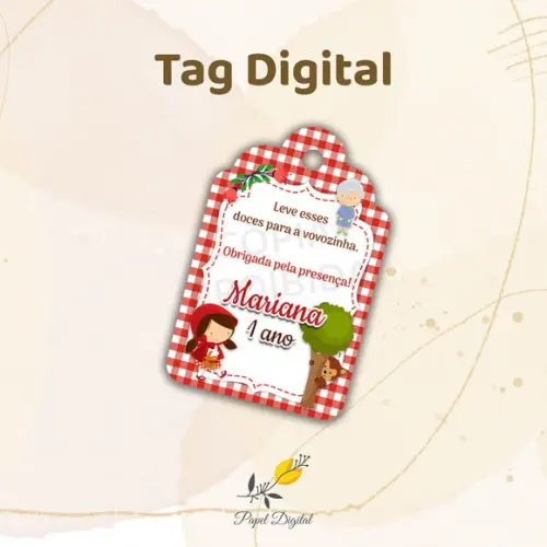 Tag Digital Chapeuzinho Vermelho Modelo 5