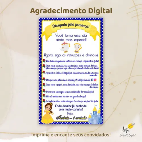 Agradecimento Digital a Bela e a Fera Modelo 2